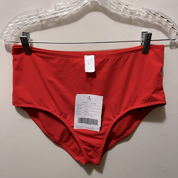 Inmocean‎ nwt high waist  Bikini Bottoms Size large bright orange - Picture 1 of 3